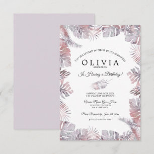 Invitación Cuevas tropicales acuarela Cumpleaños Rosa Mauve