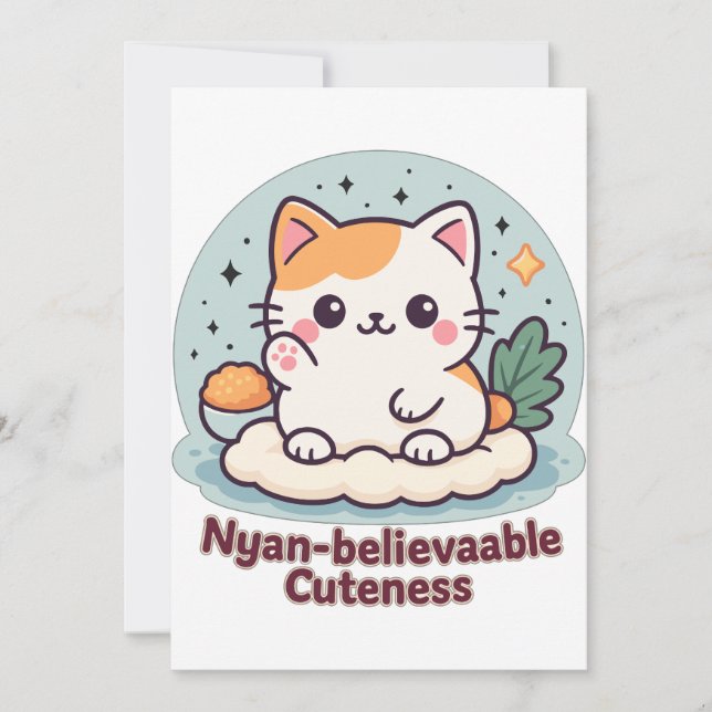 Invitación Cuidad nyan-creíble - Gato kawaii lindo (Anverso)