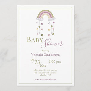Invitación Cuidada acuarela Arcoiris Simple Baby Shower
