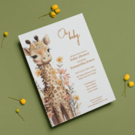 Invitación Cuidada acuarela Baby Giraffe Baby Shower
