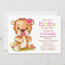 Cuidada acuarela Bear Chica Baby Shower