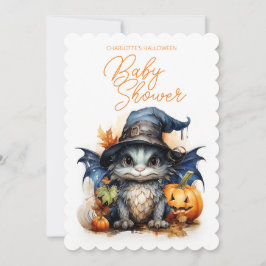 Invitación Cuidada acuarela bebé Dragon Halloween Baby Shower