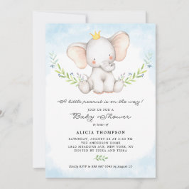 Invitación Cuidada acuarela bebé elefante Baby Shower