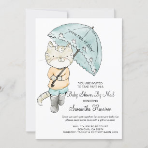 Invitación Cuidada acuarela Cat Baby Shower por correo