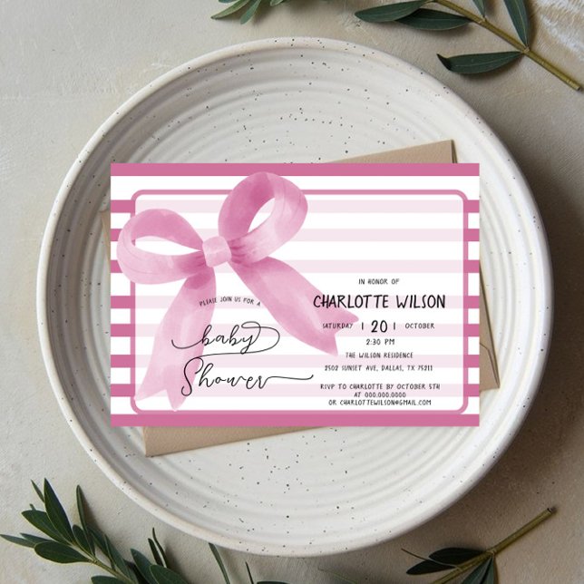 Invitación Cuidada acuarela color rosa Baby Shower (Subido por el creador)
