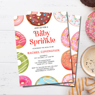 Invitación Cuidada acuarela Donut Baby Sprinkle Baby Shower