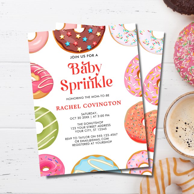 Invitación Cuidada acuarela Donut Baby Sprinkle Baby Shower (Subido por el creador)