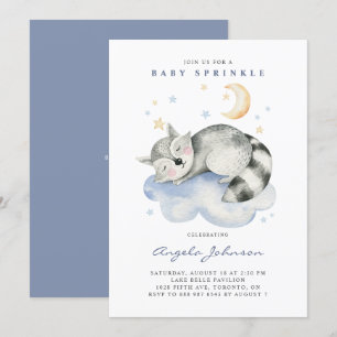 Invitación Cuidada acuarela Dormitorio Raccoon Bebé Sprinkle