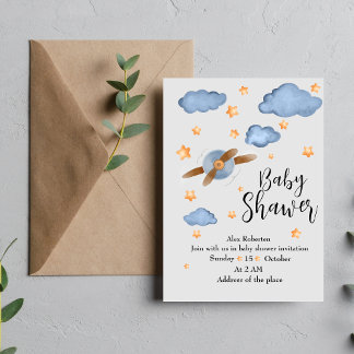 Invitación Cuidada acuarela Ducha bebé