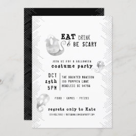 Invitación Cuidada acuarela Fantasma Bebida Comida Ser Asusta