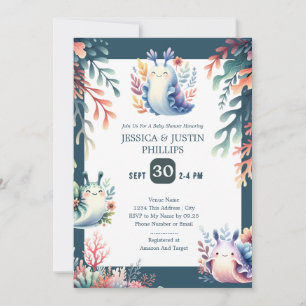 Invitación Cuidada acuarela mar manosear océano Baby Shower