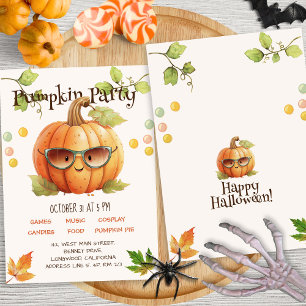 Invitación Cuidada acuarela Naranja Calabaza Kid Halloween Pa