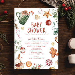 Invitación Cuidada acuarela   Navidades Acogedores Tema Baby 