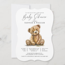 Invitación Cuidada acuarela Pequeño Oso Baby Shower