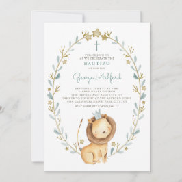 Invitación Cuidada acuarela Príncipe de león niño Bautizo