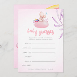 Invitación Cuidada Acuarela Rinoceronte Unicornio Niña Ducha