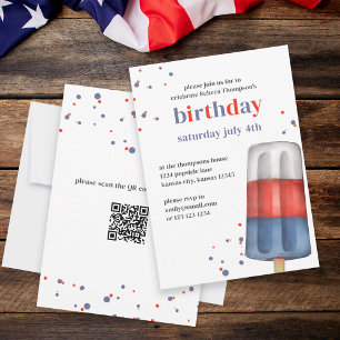 Invitación Cuidada acuarela Rojo Azul Azul Azul Azul Popsicle