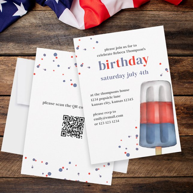 Invitación Cuidada acuarela Rojo Azul Azul Azul Azul Popsicle (Subido por el creador)