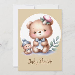 Invitación Cuidada acuarela Teddy Bear Baby Animal