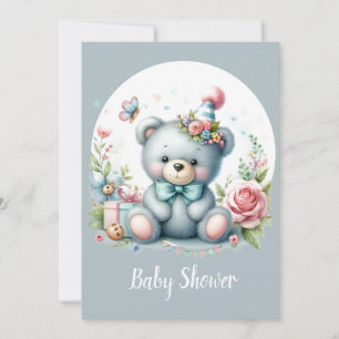 Invitación Cuidada acuarela Teddy Bear Baby Animal