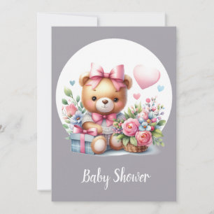 Invitación Cuidada acuarela Teddy Bear Baby Animal
