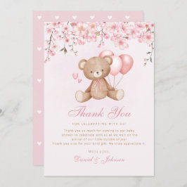Invitación Cuidada acuarela Teddy Bear Baby Shower Gracias