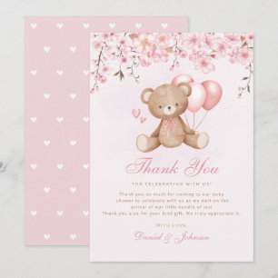 Invitación Cuidada acuarela Teddy Bear Baby Shower Gracias