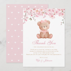 Invitación Cuidada acuarela Teddy Bear Baby Shower Gracias