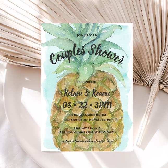 Invitación Cuidada acuarela tropical Pineapple Parejas Ducha (Subido por el creador)