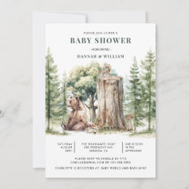 Invitación Cuidada acuarela Woodland Bear Forest Baby Shower