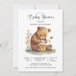 Invitación Cuidada acuática Teddy Bear Honey Pot Baby Shower
