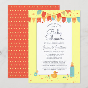 Invitación Cuidada Baby Shower Por Correo Amantes Amarillos C