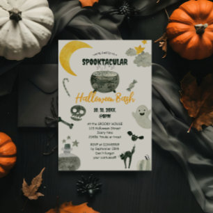 Invitación Cuidada calabaza acuarela Halloween Bash