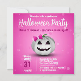 Invitación Cuidada calabaza blanca de Halloween Girona rosa