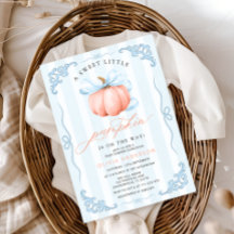 Cuidada calabaza Cae Azul Bow Baby Shower