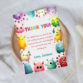 Invitación Cuidada Colorida Nuestro Pequeño Monstruo Gracias 
