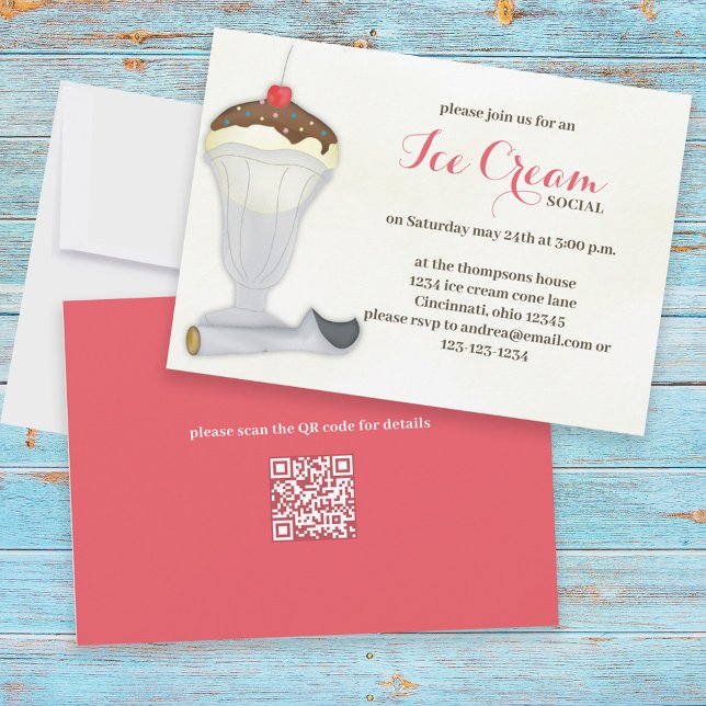 Invitación Cuidada Crema de Hielo Whimsical Acuarela Social C (Subido por el creador)
