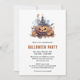 Invitación Cuidada divertida calabazas fantasmagóricas en con