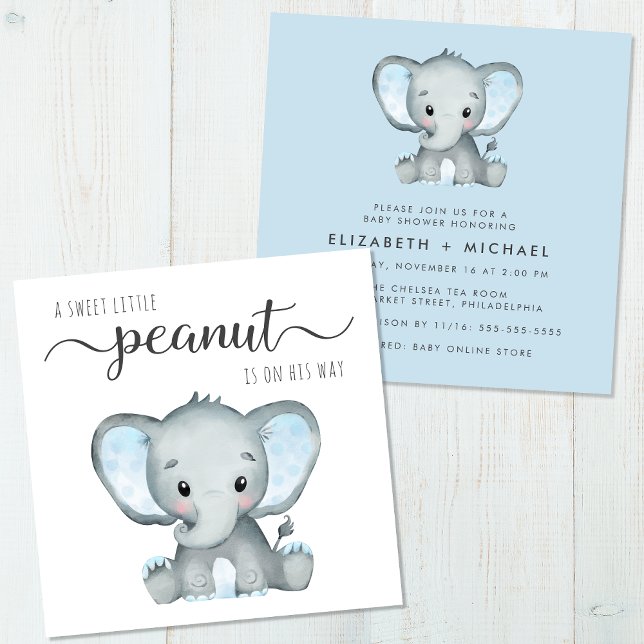 Invitación Cuidada Elefante Agua Bebé Parejas Ducha (Subido por el creador)