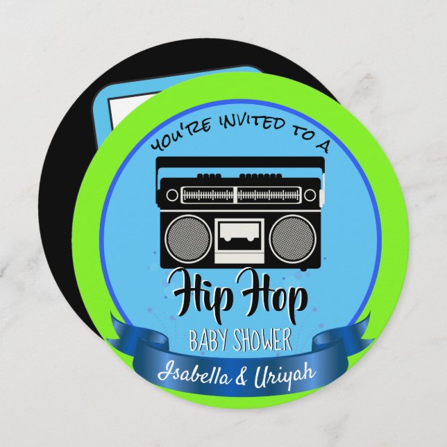 Invitación Cuidada Escuela Retro Hip Hop (Anverso / Reverso)