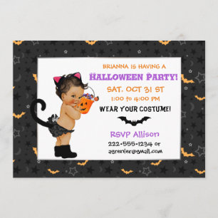 Invitación Cuidada fiesta de Halloween con gato de bebé de et