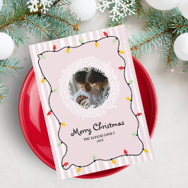 Invitación Cuidada foto caprichosa rosa de Feliz Navidad