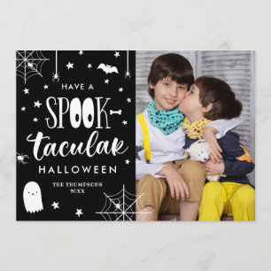 Invitación Cuidada foto de Halloween en blanco negro Spooktac