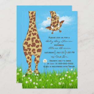Invitación Cuidada Giraffe Baby Boy Shower