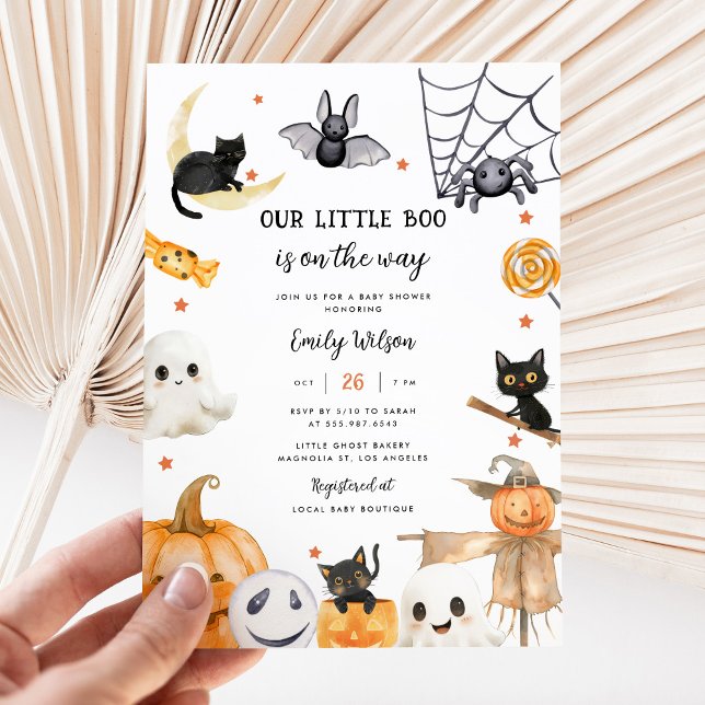 Invitación Cuidada Halloween Fantasma Pequeño Boo Baby Shower (Subido por el creador)