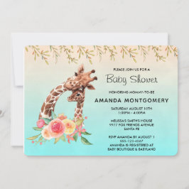 Invitación Cuidada jirafa acuarela mamá y bebé Baby Shower