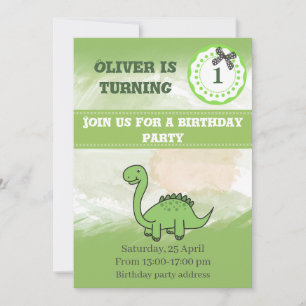 Invitación Cuidada moda acuarela divertido cumpleaños de dino