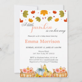 Invitación Cuidada pequeña calabaza caída Baby Shower