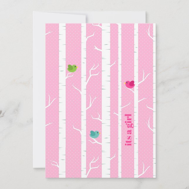 Invitación Cuidada Pink Woodland Forest Baby Shower (Anverso)