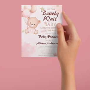 Invitación Cuidada, podemos esperar a que el Chica rosa Baby